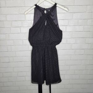 Express Black Sparkly Neck Twist Halter Mini Dress